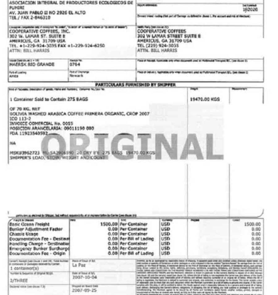 Vận đơn gốc Original Bill of Lading trong vận tải biển